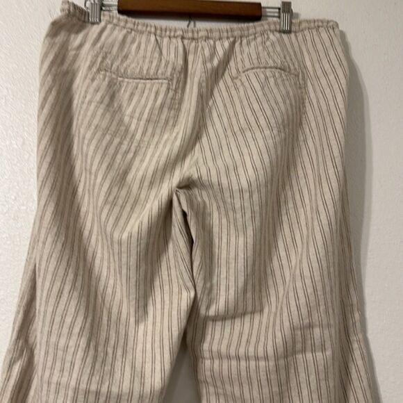 Cabelas Casuals Linen Pants Womens 12 Beachy Wide Leg Drawcord Coastal Vacation - Picture 6 of 14